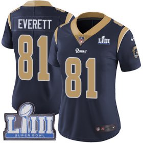 Wholesale Cheap Nike Rams #81 Gerald Everett Navy Blue Team Color Super Bowl LIII Bound Women\'s Stitched NFL Vapor Untouchable Limited Jersey