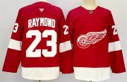 Cheap Men's Detroit Red Wings #23 Lucas Raymond Red 2024-25 Home Stitched Jersey