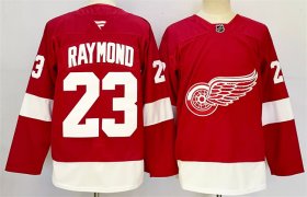 Cheap Men\'s Detroit Red Wings #23 Lucas Raymond Red 2024-25 Home Stitched Jersey