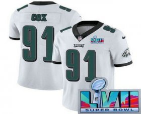 Cheap Men\'s Philadelphia Eagles #91 Fletcher Cox Limited White Super Bowl LVII Vapor Jersey