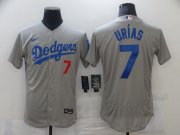 Wholesale Cheap Men Los Angeles Dodgers 7 Urias Grey Elite Nike MLB Jerseys