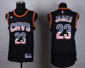 Wholesale Cheap Cleveland Cavaliers #23 LeBron James Revolution 30 Swingman 2014 USA Flag Fashion Black Jersey