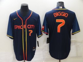 Wholesale Cheap Men\'s Houston Astros #7 Craig Biggio Number 2022 Navy Blue City Connect Cool Base Stitched Jersey