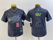 Cheap Youth Tampa Bay Rays #2 Yandy Diaz Charcoal 2024 City Connect Player Number Limited Cool Base Jerseys