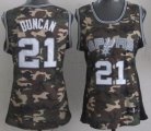 Wholesale Cheap San Antonio Spurs #21 Tim Duncan Camo Fashion Womens Jersey