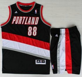 Wholesale Cheap Portland Trail Blazers #88 Nicolas Batum Black Revolution 30 Swingman Jersey Short Suits