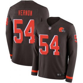 Wholesale Cheap Nike Browns #54 Olivier Vernon Brown Team Color Men\'s Stitched NFL Limited Therma Long Sleeve Jersey