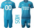 Wholesale Cheap Youth 2020-2021 club AC milan away customized blue Soccer Jerseys