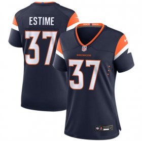 Cheap Women\'s Denver Broncos #37 Audric Estime Navy 2024 Alternate Football Stitched Jersey(Run Small)