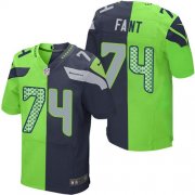 Wholesale Cheap Nike Seahawks #74 George Fant Steel Blue/Green Men's Stitched NFL Elite Split Jersey