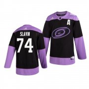 Wholesale Cheap Carolina Hurricanes #74 Jaccob Slavin Adidas Men's Hockey Fights Cancer Practice NHL Jersey Black