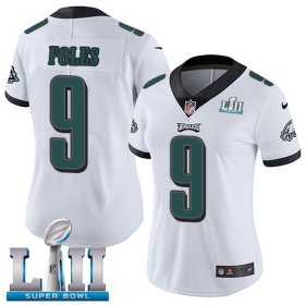 Wholesale Cheap Nike Eagles #9 Nick Foles White Super Bowl LII Women\'s Stitched NFL Vapor Untouchable Limited Jersey