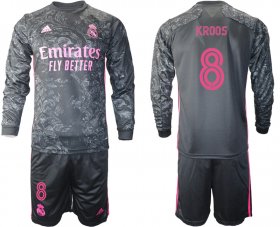 Wholesale Cheap 2021 Men Real Madrid away long sleeve 8 soccer jerseys