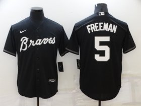 Wholesale Cheap Men\'s Atlanta Braves #5 Freddie Freeman Black Cool Base Stitched Jersey