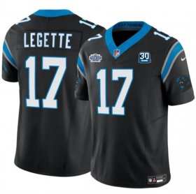 Men\'s Carolina Panthers #17 Xavier Legette Black 2024 With Dradt Patch And 30th Anniversary Patch F.U.S.E. Vapor Limited Stitched Football Jersey