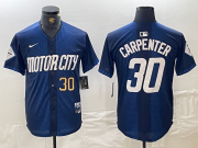 Cheap Mens Detroit Tigers #30 Kerry Carpenter Number 2024 Navy City Connect Cool Base Limited Stitched Jersey