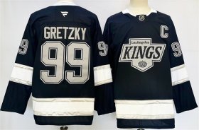 Cheap Men\'s Los Angeles Kings #99 Wayne Gretzky Black 2024-25 Home With C Patch Stitched Hockey Jersey