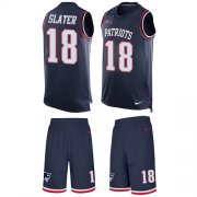 Wholesale Cheap Nike Patriots #18 Matt Slater Navy Blue Team Color Men's Stitched NFL Limited Tank Top Suit Jersey