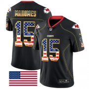 Wholesale Cheap Nike Chiefs #15 Patrick Mahomes Black Men's Stitched NFL Limited Rush USA Flag Jersey