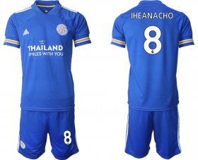 Wholesale Cheap Men 2020-2021 club Leicester City home 8 blue Soccer Jerseys