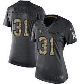 Wholesale Cheap Nike Cardinals #31 David Johnson Black Women\'s Stitched NFL Limited 2016 Salute to Service Jersey