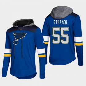 Wholesale Cheap Blues #55 Colton Parayko Blue 2018 Pullover Platinum Hoodie