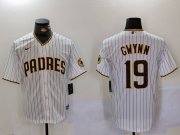 Cheap Men's San Diego Padres #19 Tony Gwynn White Team Logo Stitched Cool Base Nike Jersey