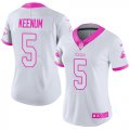 Wholesale Cheap Nike Browns #5 Case Keenum White/Pink Women's Stitched NFL Limited Rush Fashion Jersey