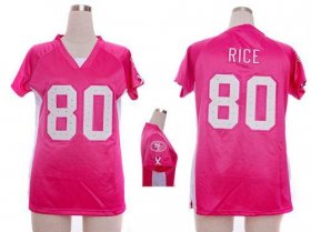 Wholesale Cheap Nike 49ers #80 Jerry Rice Pink Draft Him Name & Number Top Women\'s Stitched NFL Elite Jersey