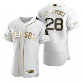 Wholesale Cheap Boston Red Sox #28 J.D. Martinez White Nike Men\'s Authentic Golden Edition MLB Jersey