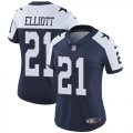 Wholesale Cheap Nike Cowboys #21 Ezekiel Elliott Navy Blue Thanksgiving Women's Stitched NFL Vapor Untouchable Limited Throwback Jersey