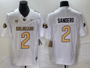 Men's Colorado Buffaloes #2 Shedeur Sanders White 2023 F.U.S.E. Stitched Football Jersey