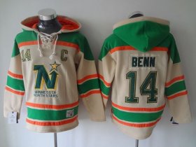 Wholesale Cheap Stars #14 Jamie Benn Cream Sawyer Hooded Sweatshirt Stitched NHL Jersey