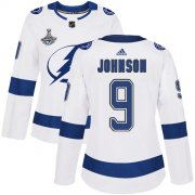 Cheap Adidas Lightning #9 Tyler Johnson White Road Authentic Women's 2020 Stanley Cup Champions Stitched NHL Jersey