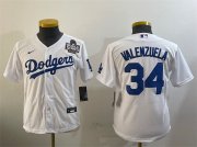 Cheap Women's Los Angeles Dodgers #34 Fernando Valenzuela White 2024 World Series Cool Base Stitched Baseball Jersey(Run Small)