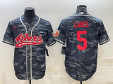 Wholesale Cheap Men's San Francisco 49ers #5 Trey Lance Grey Camo With Patch Cool Base Stitched Baseball Jersey