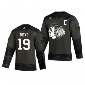 Wholesale Cheap Chicago Blackhawks #19 Jonathan Toews Adidas 2019 Veterans Day Men\'s Authentic Practice NHL Jersey Camo