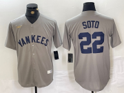 Wholesale Cheap Men's New York Yankees #22 Juan Soto Name Grey Stitched Nike Throwback Jersey