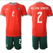 Cheap Men's Portugal Team #2 Nelson Semedo 2025 Red Home Soccer Jersey Suit