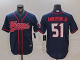 Cheap Men's Houston Texans #51 Will Anderson Jr Navy With Patch Cool Base Stitched Baseball Jersey