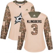 Wholesale Cheap Adidas Stars #3 John Klingberg Camo Authentic 2017 Veterans Day Women's Stitched NHL Jersey