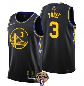 Wholesale Cheap Men\'s Golden State Warriors #3 Jordan Poole Black 2022 Finals Stitched Jersey