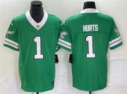 Wholesale Cheap Men's Philadelphia Eagles #1 Jalen Hurts Green 2023 F.U.S.E. Vapor Untouchable Stitched Football Jersey