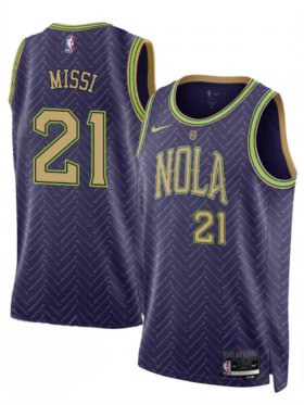 Cheap Men\'s New Orleans Pelicans #21 Yves Missi Purple 2024-25 City Ediiton Stitched Basketball Jersey