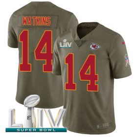 Wholesale Cheap Nike Chiefs #14 Sammy Watkins Olive Super Bowl LIV 2020 Men\'s Stitched NFL Limited 2017 Salute To Service Jersey