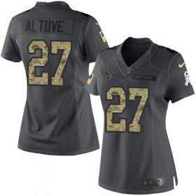 Wholesale Cheap Nike Texans #27 Jose Altuve Black Women\'s Stitched NFL Limited 2016 Salute to Service Jersey