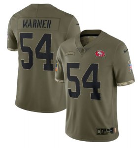 Wholesale Cheap Men\'s San Francisco 49ers #54 Fred Warner 2022 Olive Salute To Service Limited Stitched Jersey