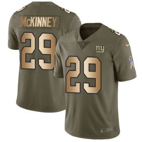 Wholesale Cheap Nike Giants #29 Xavier McKinney Olive/Gold Youth Stitched NFL Limited 2017 Salute To Service Jersey