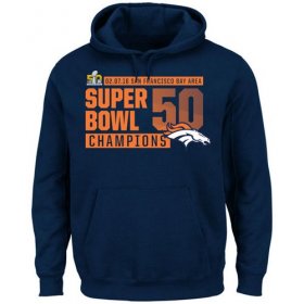 Wholesale Cheap Denver Broncos Majestic Super Bowl 50 Champions Winners Take VIII Hoodie Navy