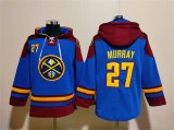 Cheap Men's Denver Nuggets #27 Jamal Murray Blue Red Lace-Up Pullover Hoodie